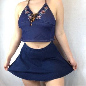 Two piece skirt and halter top set